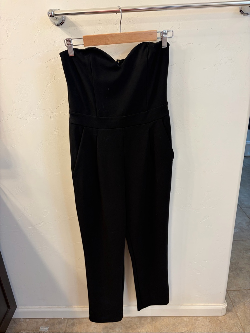 Express Strapless Black Tailored Jumpsuit